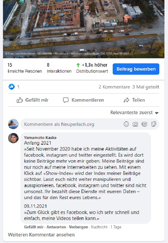 Obsolet-Kranke Posts meines Stalkers